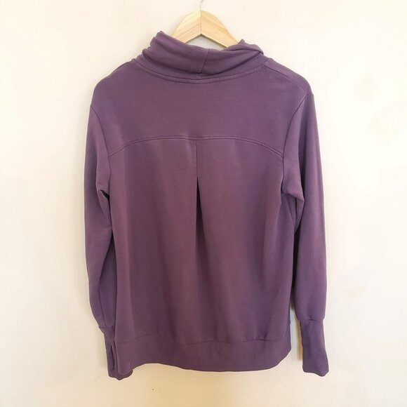 𝅺TE Verde Purple Cowl Neckline Long Sleeves Thumbholes Pullover YOGA Sweatshirt - Picture 2 of 10